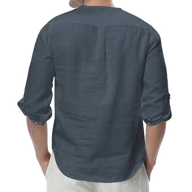 Men's Casual Cotton Solid Shirt | Plus Size