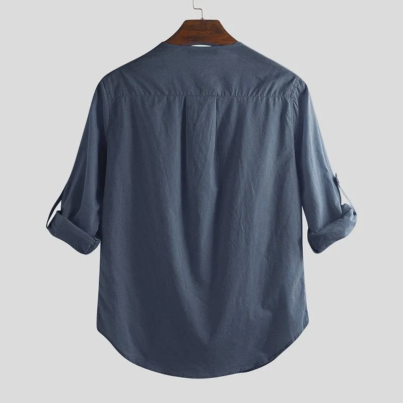 Men's Casual Cotton Solid Shirt | Plus Size