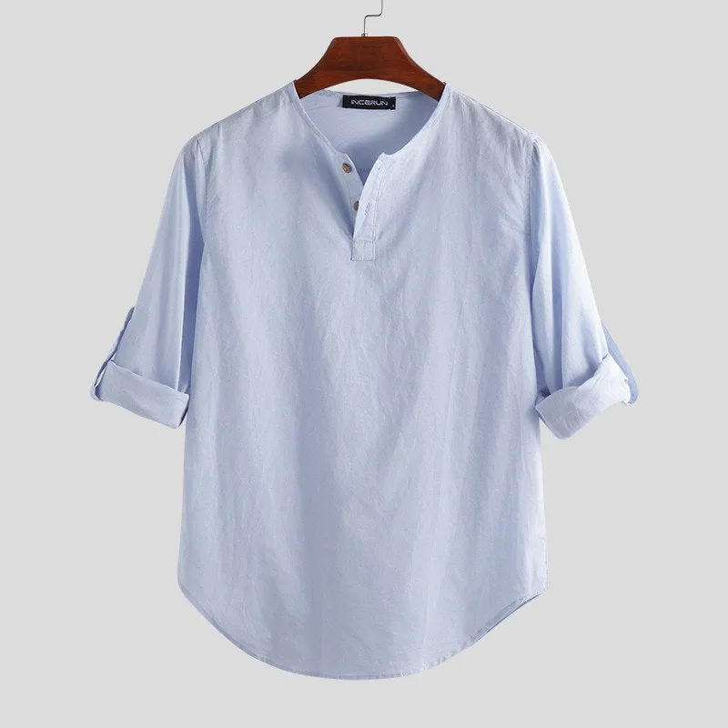 Men's Casual Cotton Solid Shirt | Plus Size