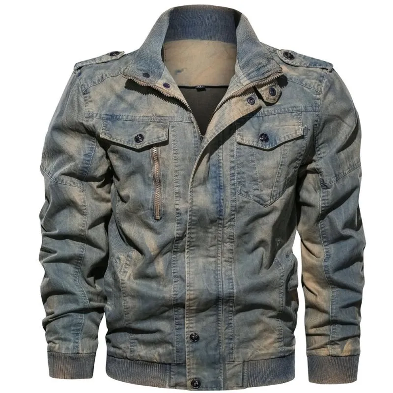 Men's Casual Denim Bomber | Plus Size