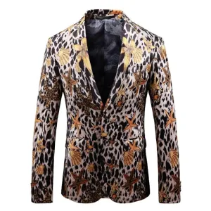Men's Casual Slim Fit Blazer With Print | Plus Size