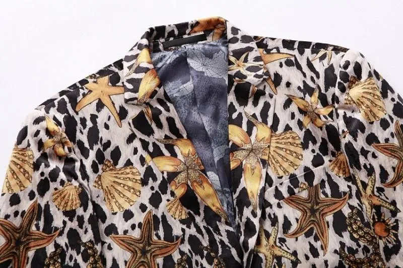 Men's Casual Slim Fit Blazer With Print | Plus Size