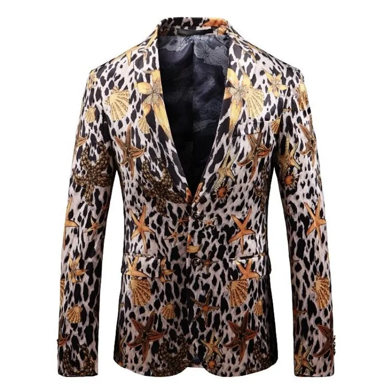 Men's Casual Slim Fit Blazer With Print | Plus Size