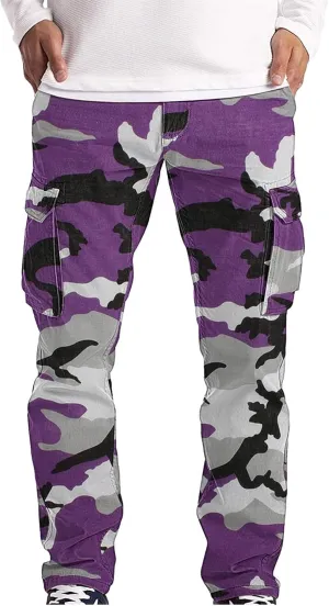 Men's Casual Sweatpants Overalls Elastic Waist Drawstring Multi Pocket Pants Hiking Pants Cotton Twill Pants
