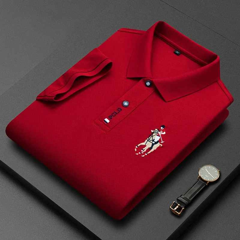 Men's Cotton Embroidered Business Short Sleeve POLO Shirt