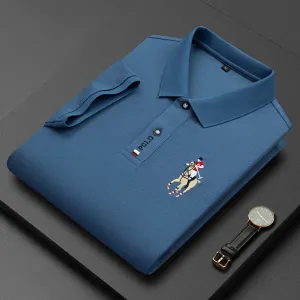 Men's Cotton Embroidered Business Short Sleeve POLO Shirt