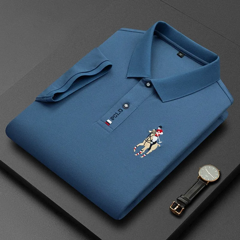 Men's Cotton Embroidered Business Short Sleeve POLO Shirt