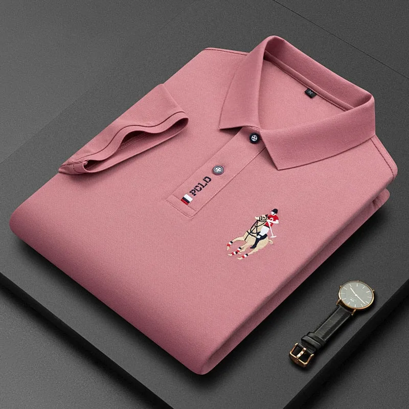 Men's Cotton Embroidered Business Short Sleeve POLO Shirt