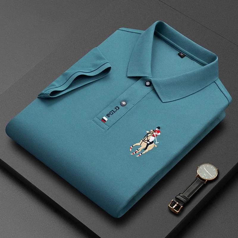Men's Cotton Embroidered Business Short Sleeve POLO Shirt