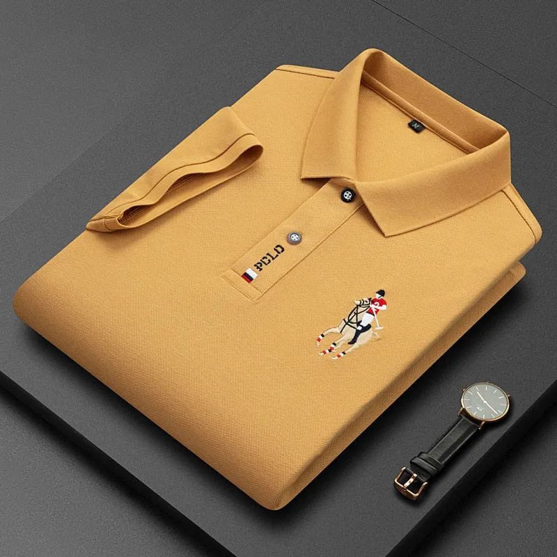 Men's Cotton Embroidered Business Short Sleeve POLO Shirt