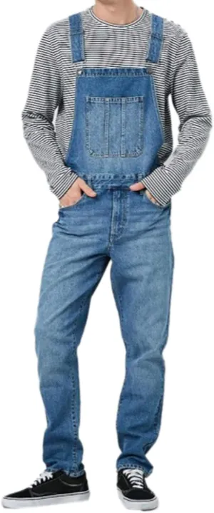 Mens Denim Bib Overalls Jeans Jumpsuit Adjustable Strap Suspender Pants