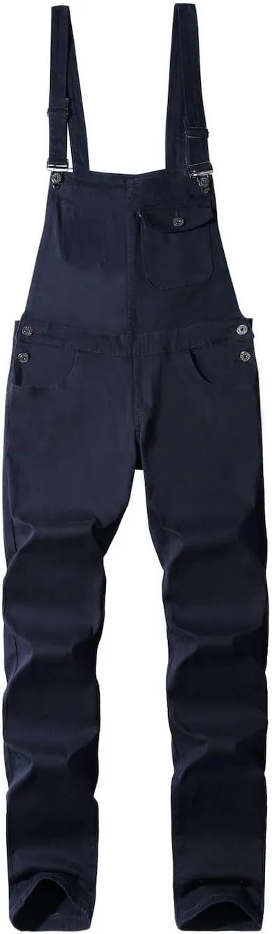 Mens Denim Bib Overalls Jumpsuits Jeans Suspender Pants Adjustable Strap