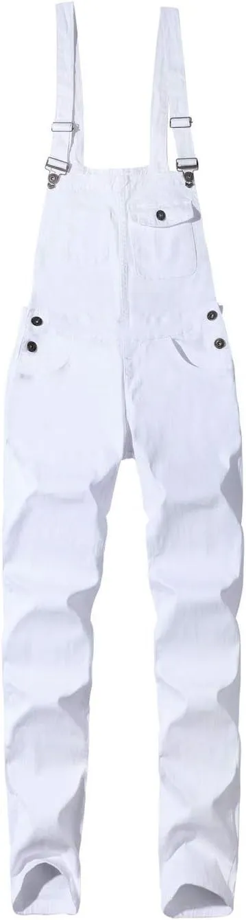Mens Denim Bib Overalls Jumpsuits Jeans Suspender Pants Adjustable Strap