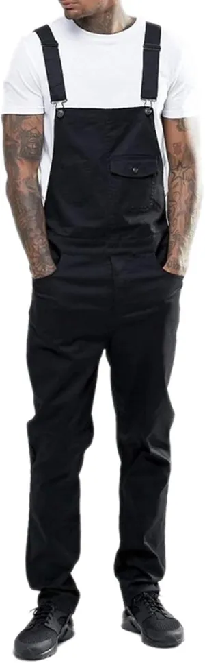 Mens Denim Bib Overalls Jumpsuits Jeans Suspender Pants Adjustable Strap