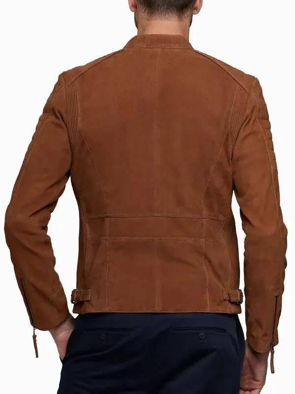 MEN’S EXPRESS GENUINE SUEDE BIKER LEATHER JACKET BY TJS