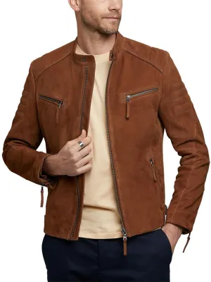 MEN’S EXPRESS GENUINE SUEDE BIKER LEATHER JACKET BY TJS
