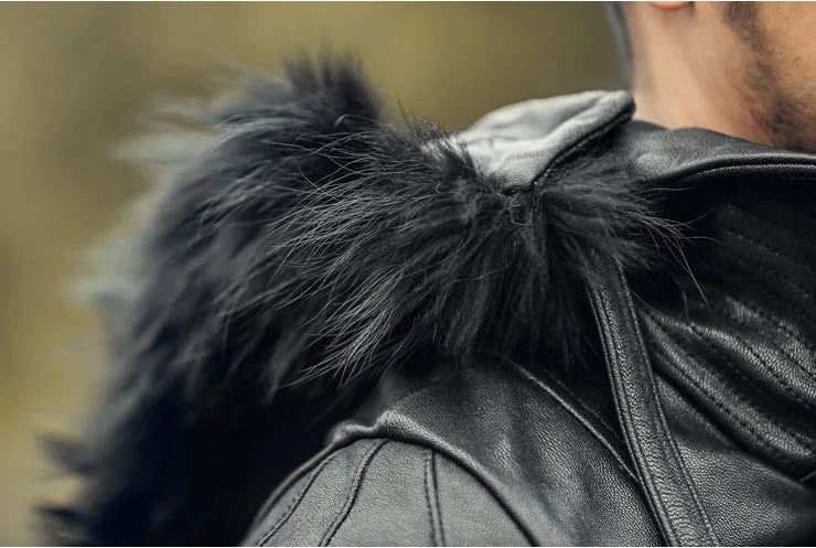 Men's Hat Detachable Genuine Leather Jacket