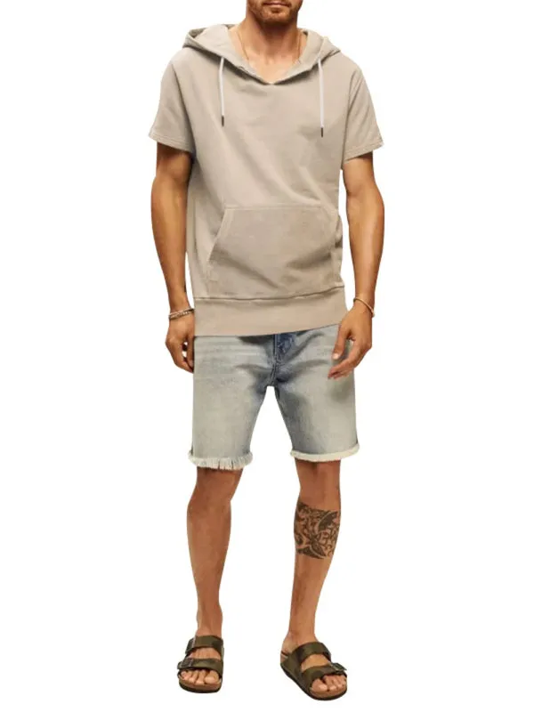 Men's knitted all-match casual hooded short-sleeved T-shirt