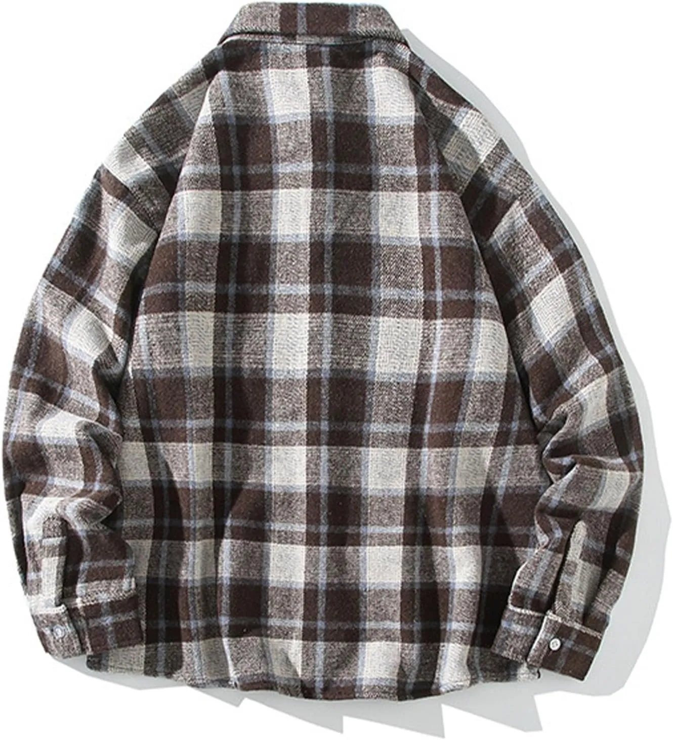 Mens Lapel Shirts Fashion Plaid Print Button Down Shirts Teen Loose Cotton Long Sleeve Blouse Fall Flannel Shirt Tops