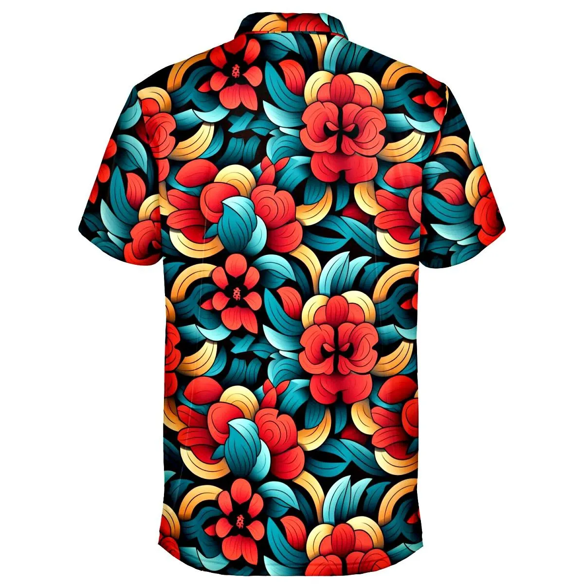 Men's Premium Polo Shirt With Oriental Flower Design