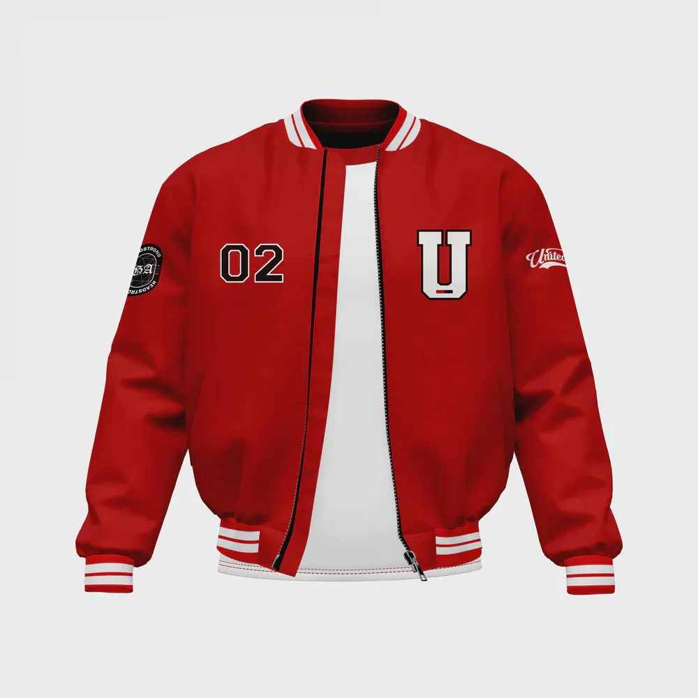 MEN’S RED SATIN BOMBER JACKET BY TJS