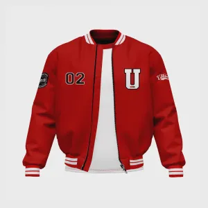 MEN’S RED SATIN BOMBER JACKET BY TJS