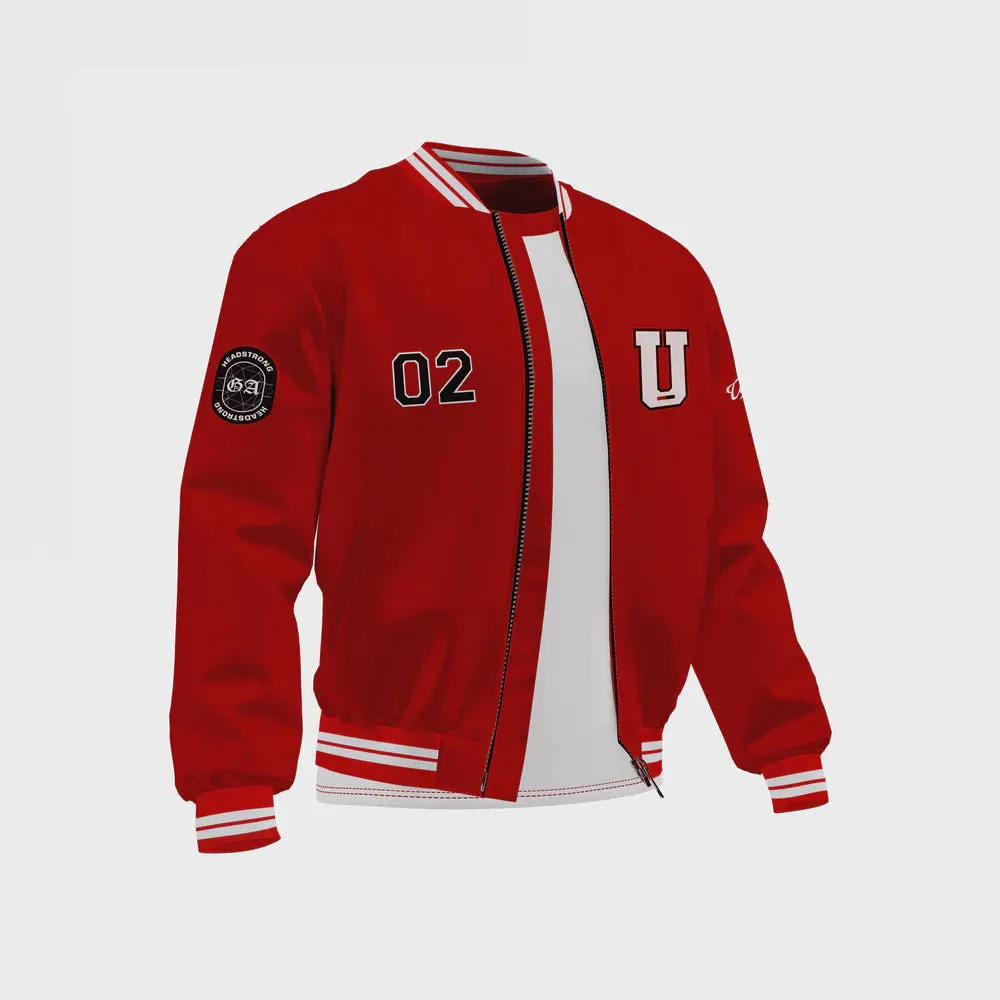 MEN’S RED SATIN BOMBER JACKET BY TJS