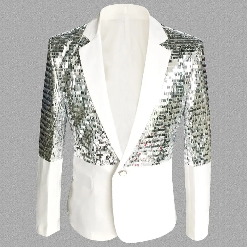 Men's Single Breasted Blazer With Sequins | Plus Size