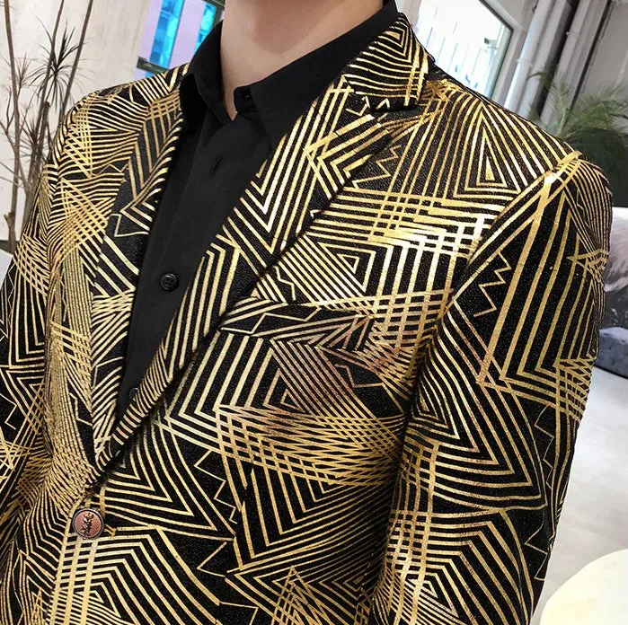 Men's Slim Fit Blazer With Stripes Print | Plus Size