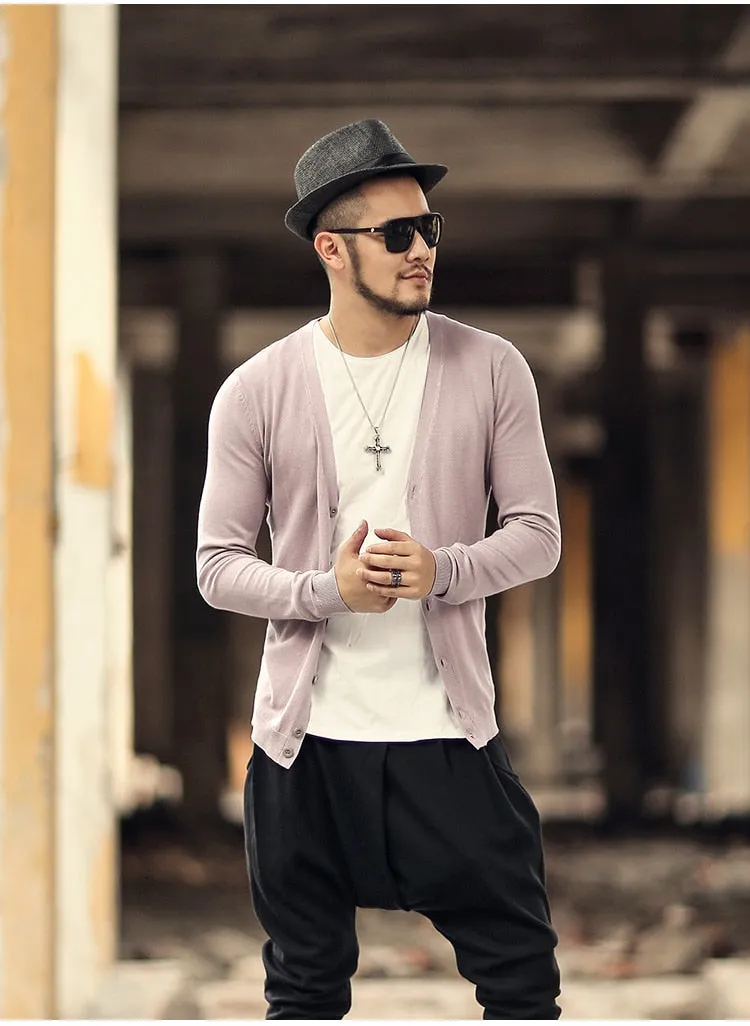 Men's Spring Thin Woolen Knitted Slim Cardigan