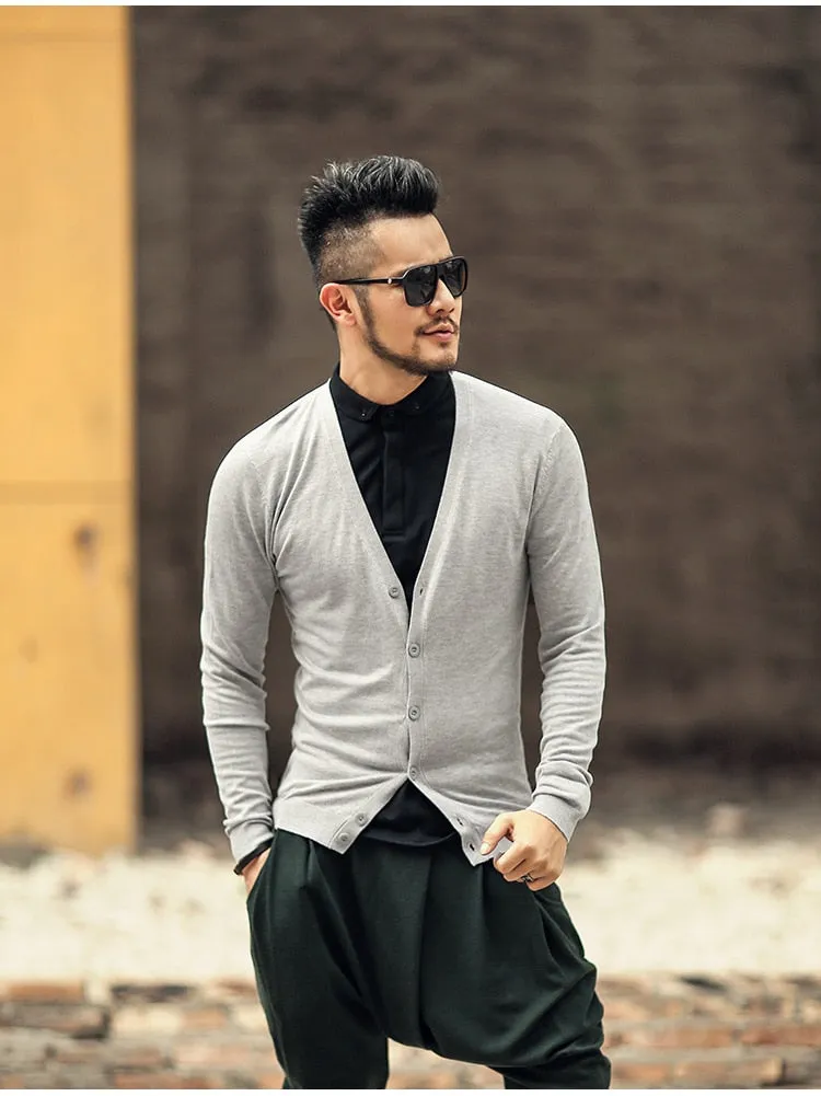 Men's Spring Thin Woolen Knitted Slim Cardigan