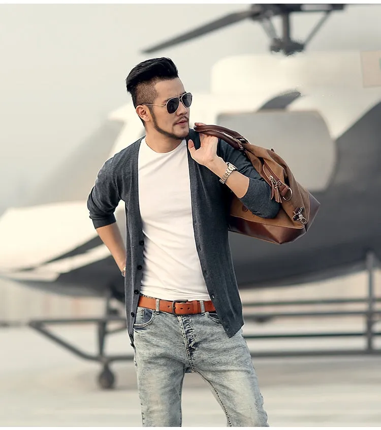 Men's Spring Thin Woolen Knitted Slim Cardigan