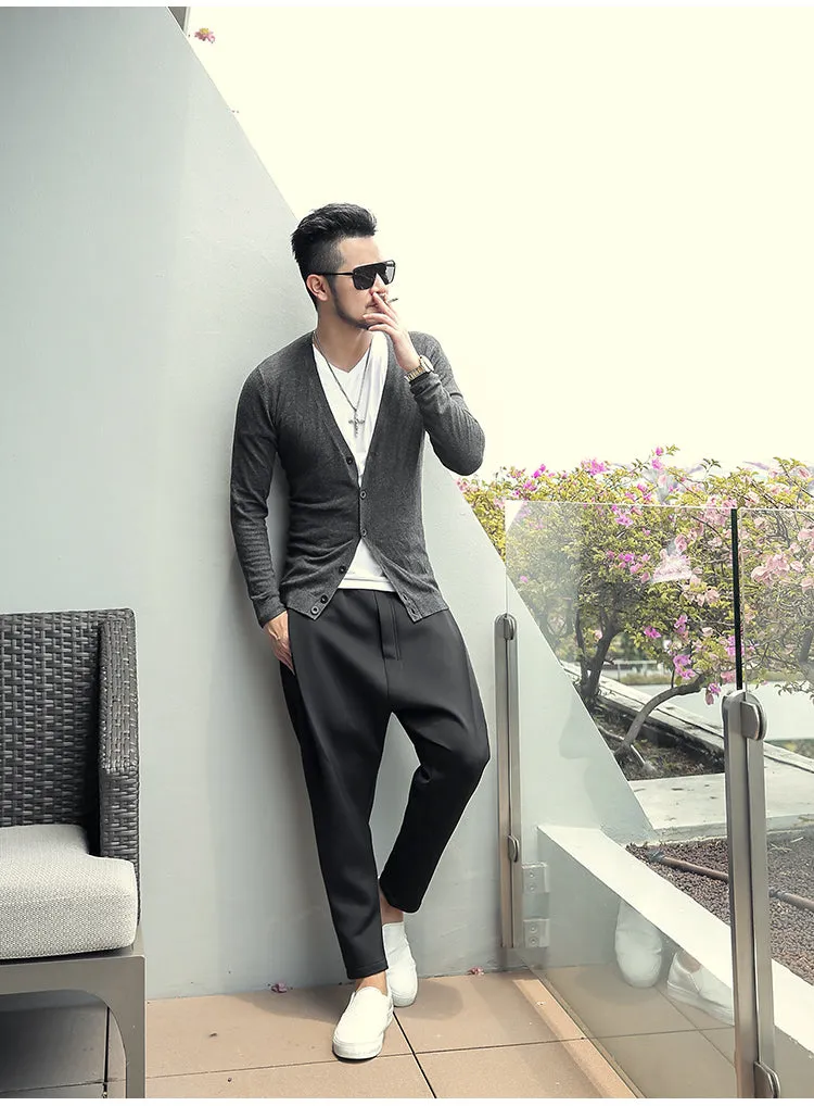 Men's Spring Thin Woolen Knitted Slim Cardigan