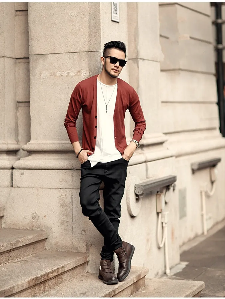 Men's Spring Thin Woolen Knitted Slim Cardigan