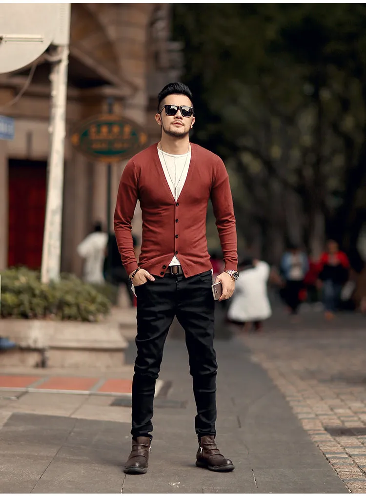 Men's Spring Thin Woolen Knitted Slim Cardigan