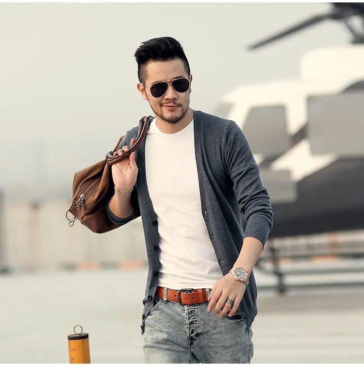 Men's Spring Thin Woolen Knitted Slim Cardigan