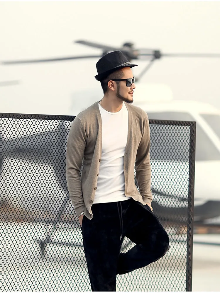 Men's Spring Thin Woolen Knitted Slim Cardigan