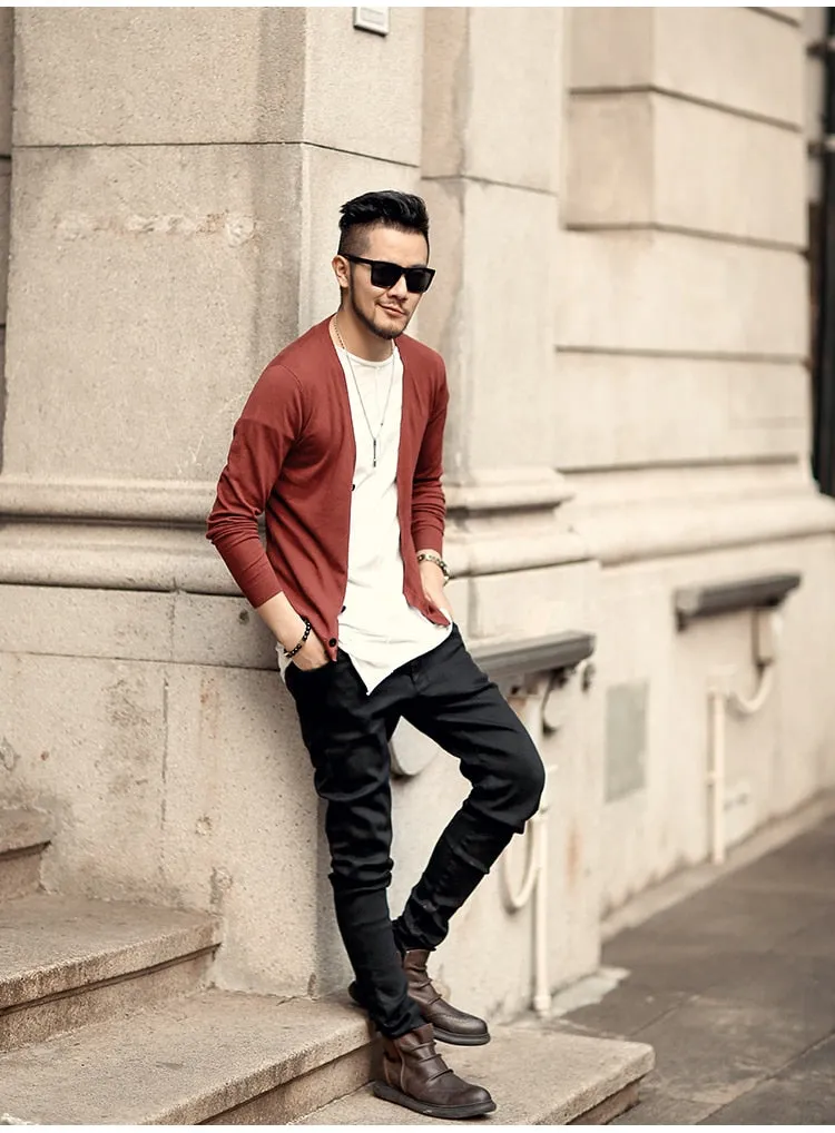 Men's Spring Thin Woolen Knitted Slim Cardigan