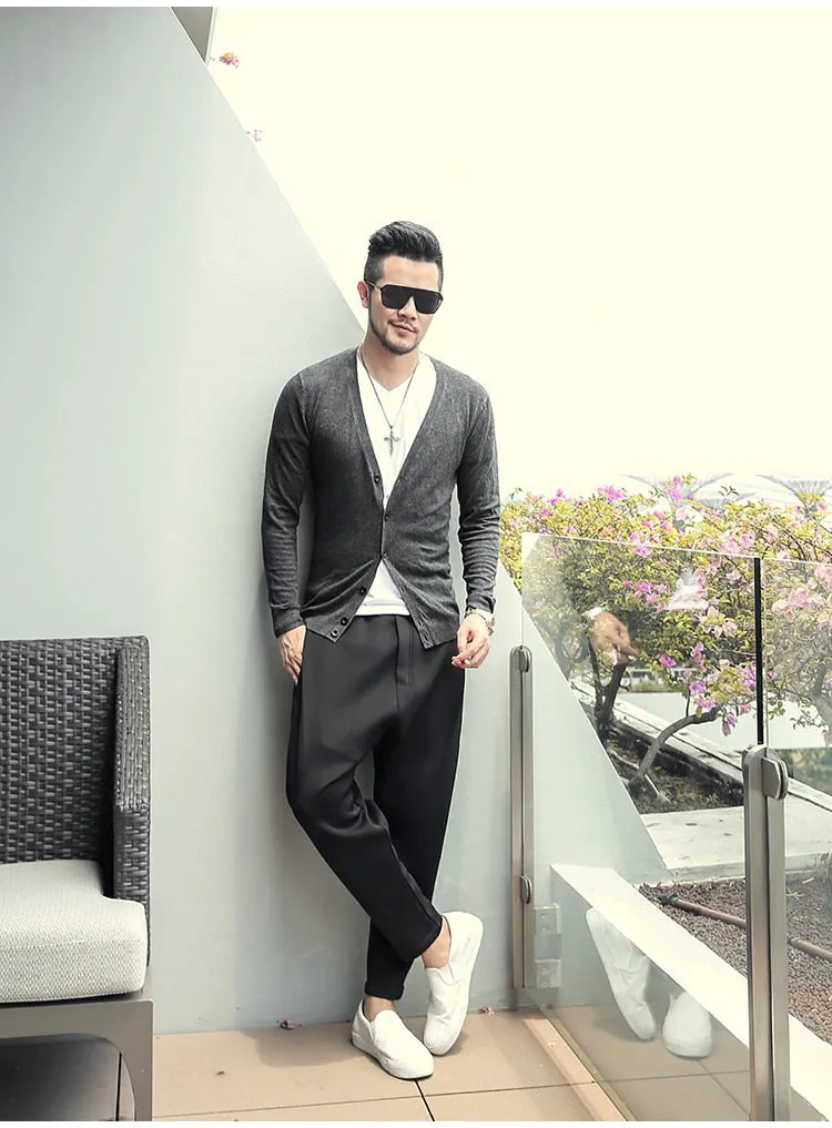 Men's Spring Thin Woolen Knitted Slim Cardigan
