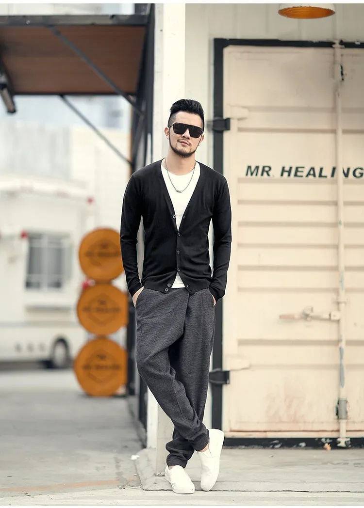 Men's Spring Thin Woolen Knitted Slim Cardigan
