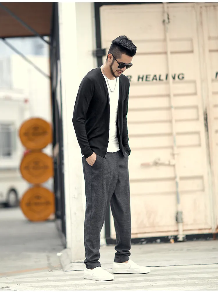 Men's Spring Thin Woolen Knitted Slim Cardigan