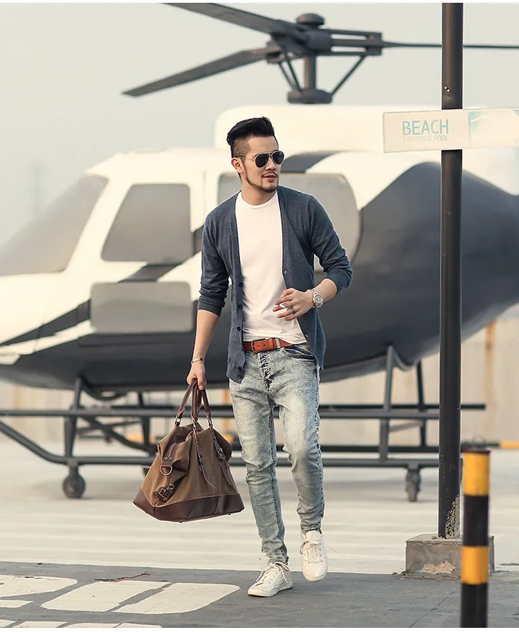 Men's Spring Thin Woolen Knitted Slim Cardigan