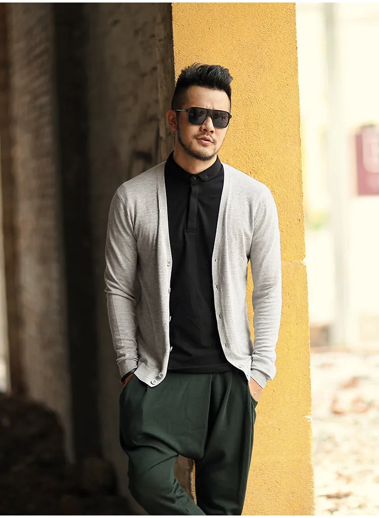 Men's Spring Thin Woolen Knitted Slim Cardigan