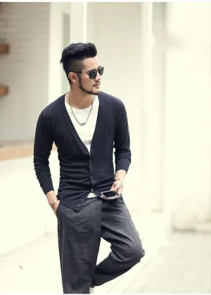 Men's Spring Thin Woolen Knitted Slim Cardigan