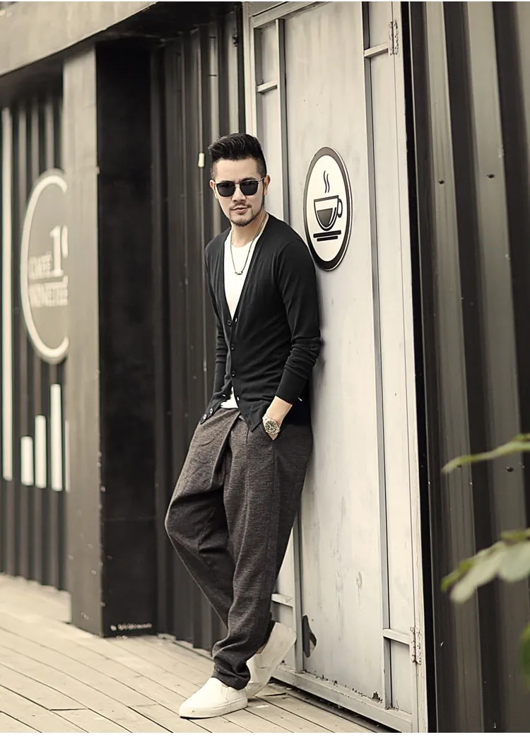 Men's Spring Thin Woolen Knitted Slim Cardigan