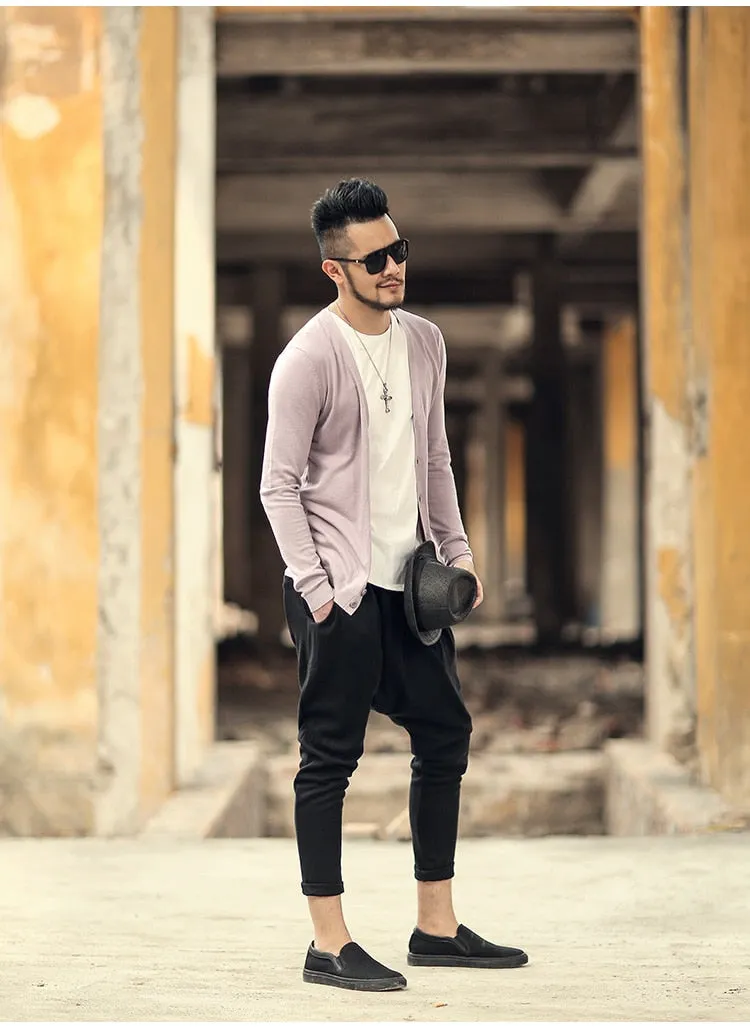 Men's Spring Thin Woolen Knitted Slim Cardigan