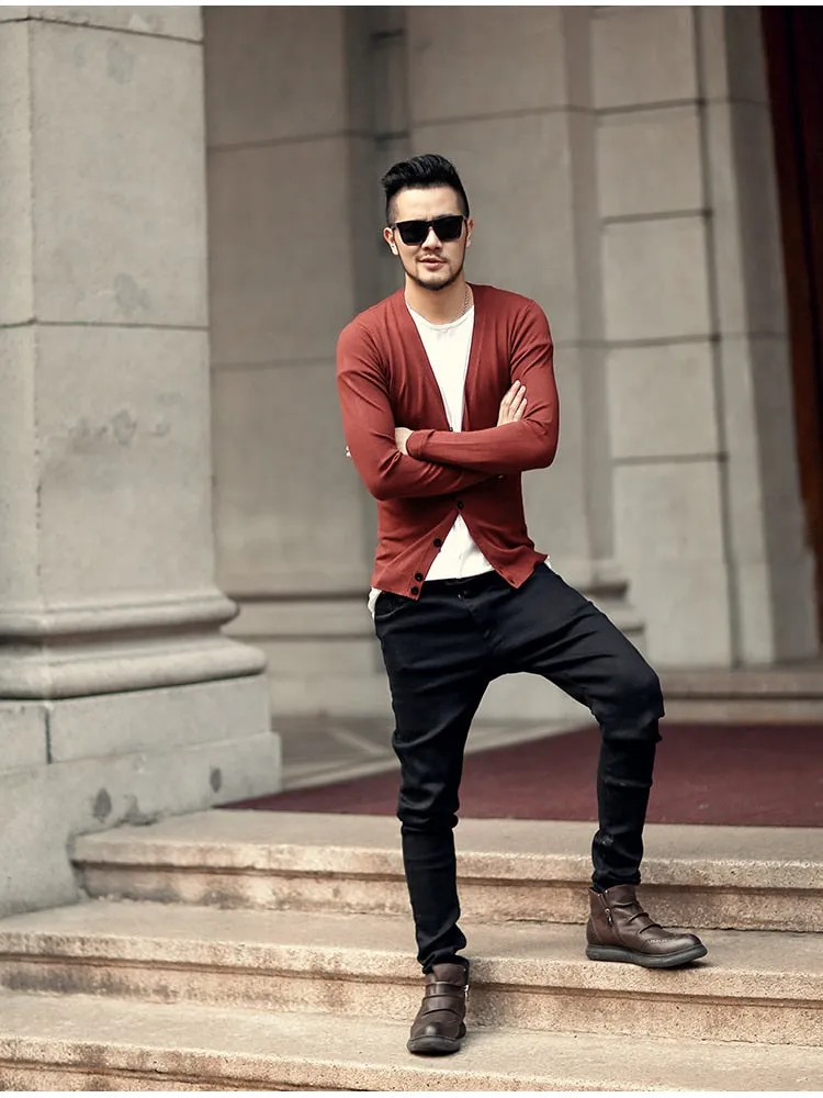Men's Spring Thin Woolen Knitted Slim Cardigan