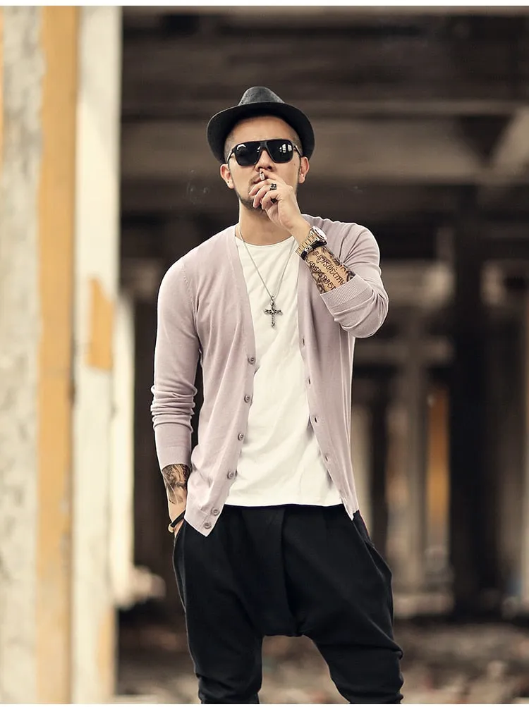 Men's Spring Thin Woolen Knitted Slim Cardigan