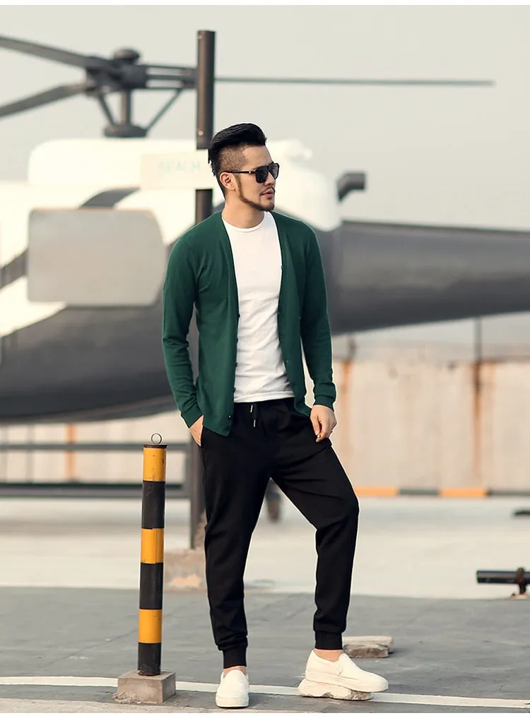 Men's Spring Thin Woolen Knitted Slim Cardigan