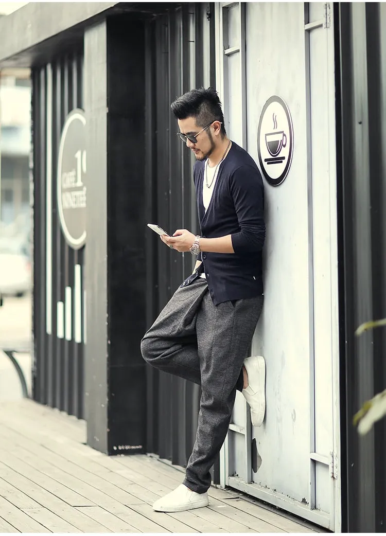 Men's Spring Thin Woolen Knitted Slim Cardigan